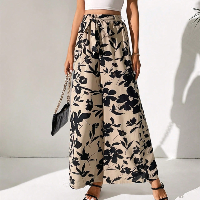 Floral High Waist Wide Leg Pants by Greta 