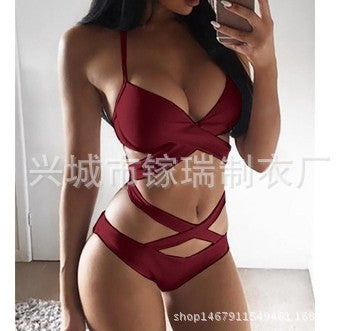Chic Colorblock Greta  Strappy Bikini Set