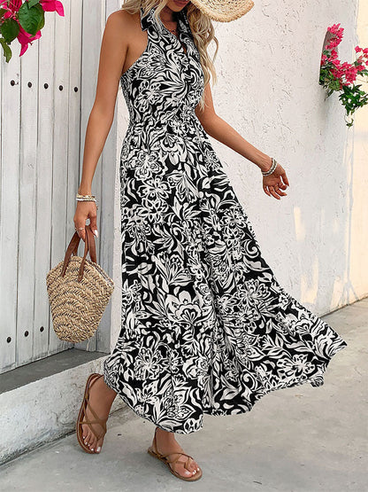 Elegant Floral Halter Dress by Greta 