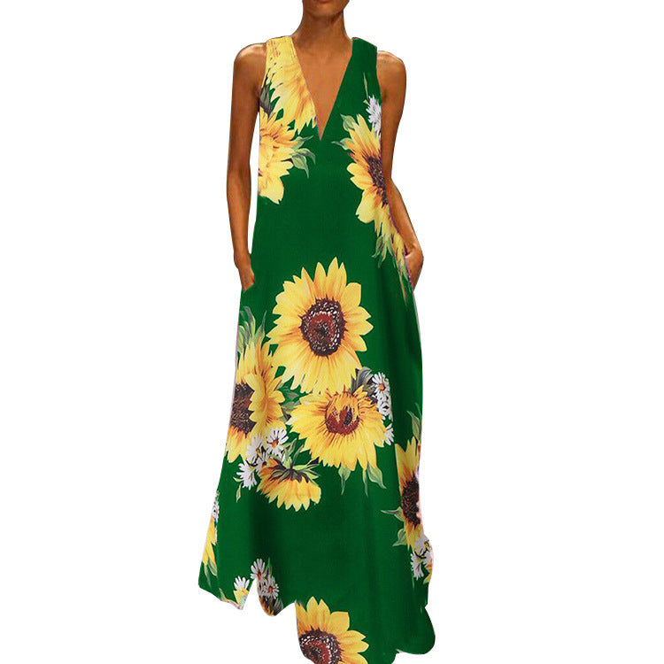 Boho Floral Greta  Sleeveless Maxi Dress