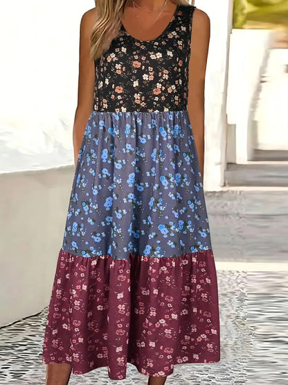 Floral Tiered Greta  Casual Vest Dress