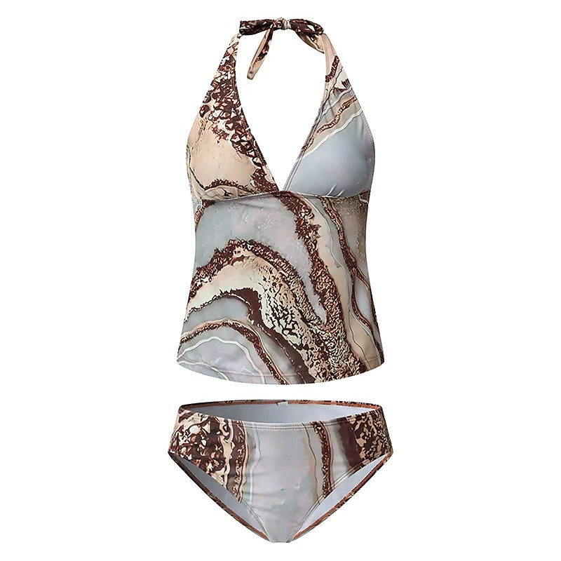 Chic Marble Greta  Split Bikini Swimsuit