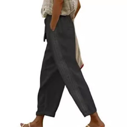 Elegant Cotton Linen Cropped Pants Greta 
