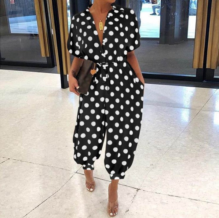 Chic Print Greta  Short Sleeve Jumpsuit