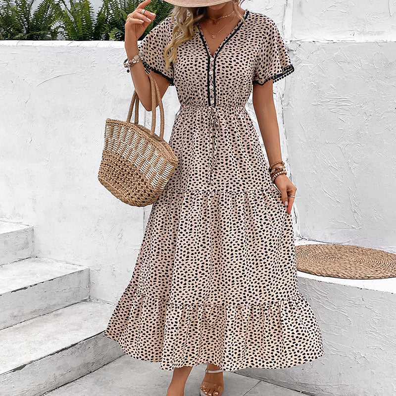 Leopard Print V-Neck Dress Greta 