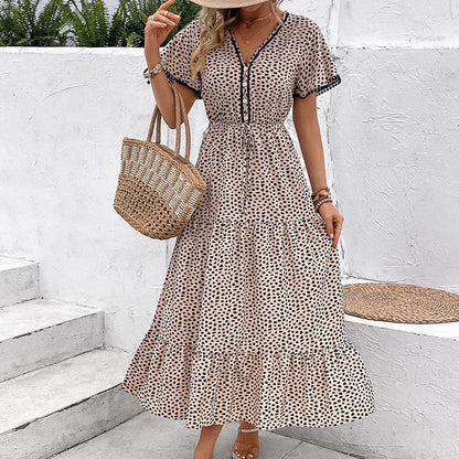 Leopard Print V-Neck Dress Greta 