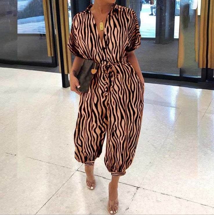 Chic Print Greta  Short Sleeve Jumpsuit