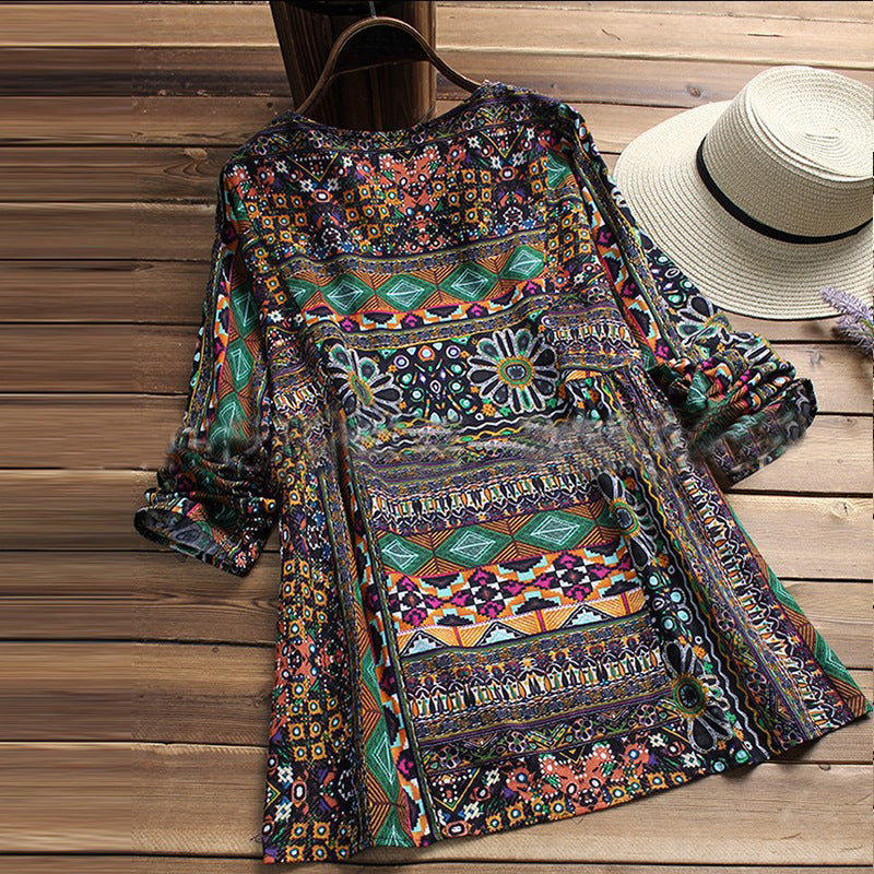 Boho Print Cotton Blouse Greta 