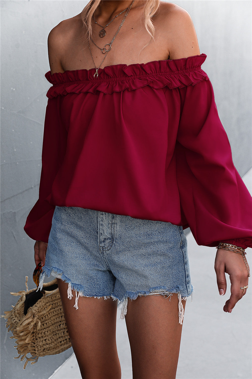 Chic Off-Shoulder Lantern Sleeve Top Greta 