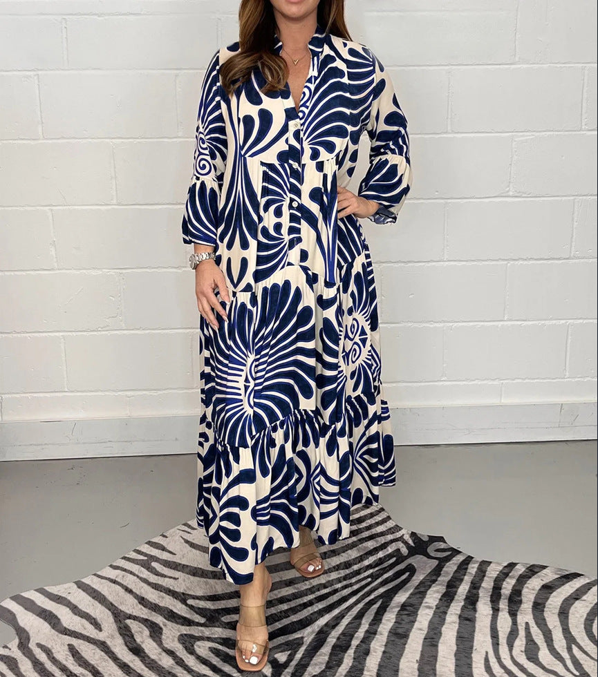 Printed Chiffon A-Line Dress by Greta 