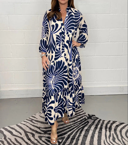 Printed Chiffon A-Line Dress by Greta 