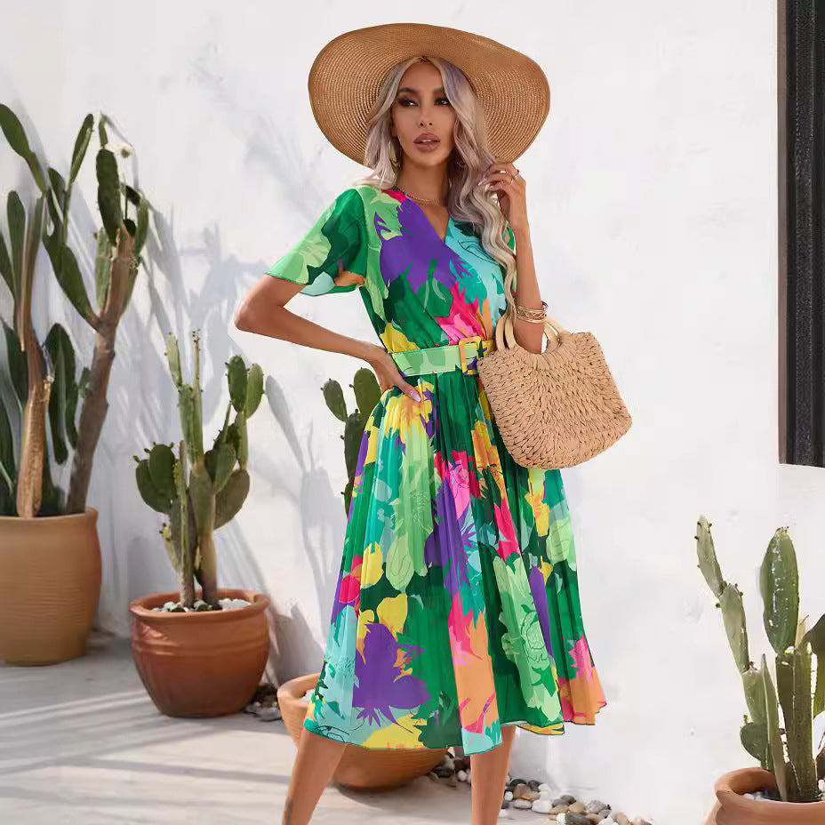 Vibrant Floral Greta  Summer Midi Dress
