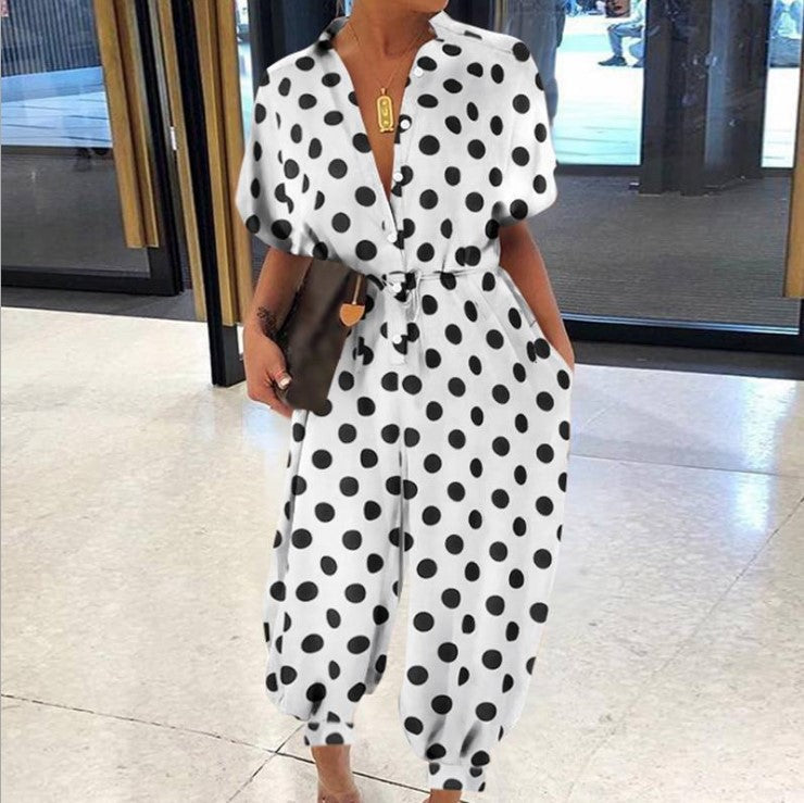 Chic Print Greta  Short Sleeve Jumpsuit