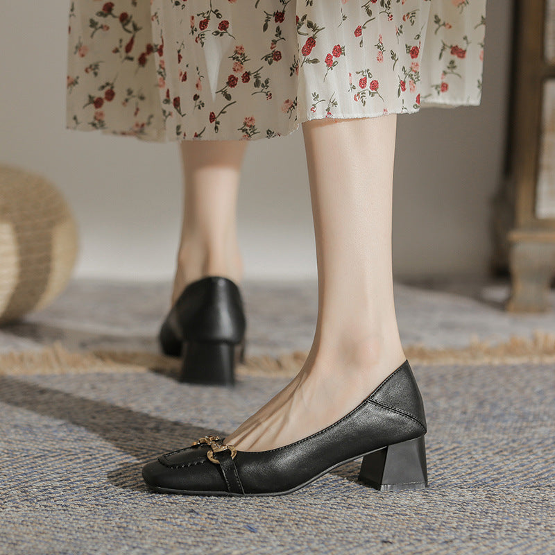 Elegant Square Toe Heels by Greta 