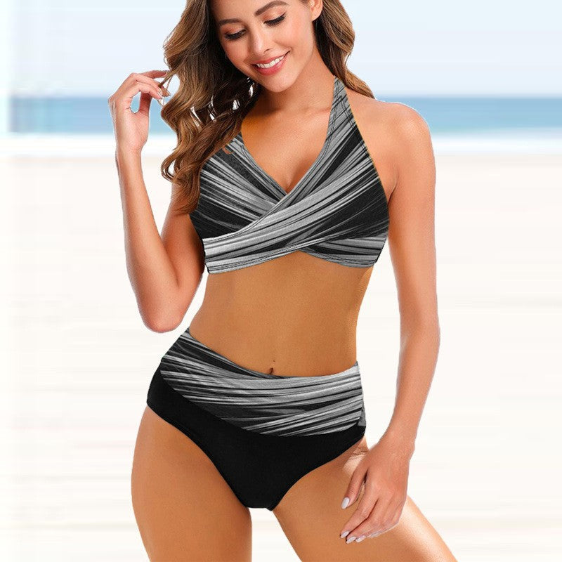 Striped Tie-Dye High Waist Bikini by Greta 