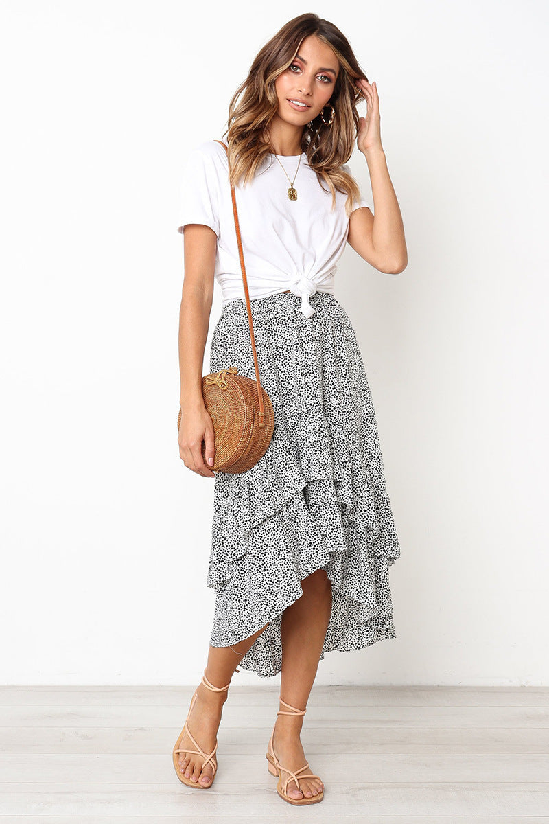 Floral Ruffle Midi Skirt by Greta 