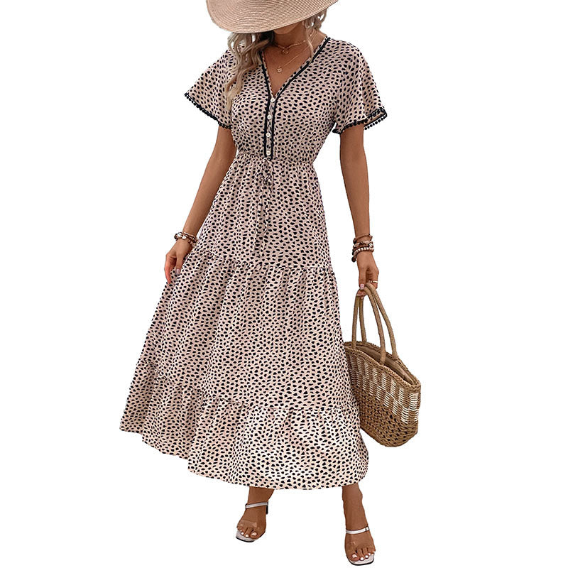Leopard Print V-Neck Dress Greta 