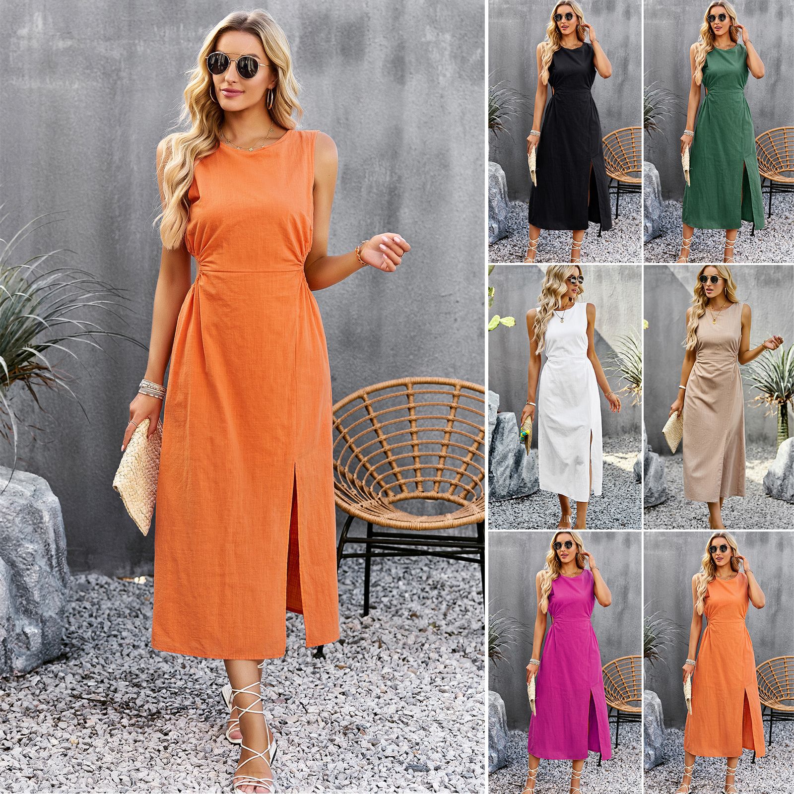Chic Greta  Sleeveless Summer Midi Dress