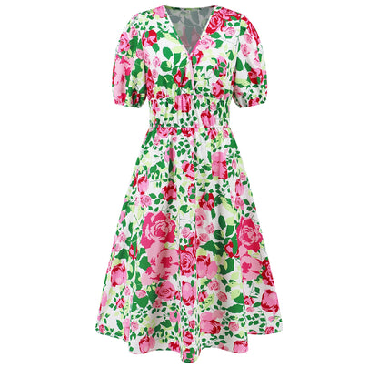 Bohemian Floral V-Neck Dress by Greta 