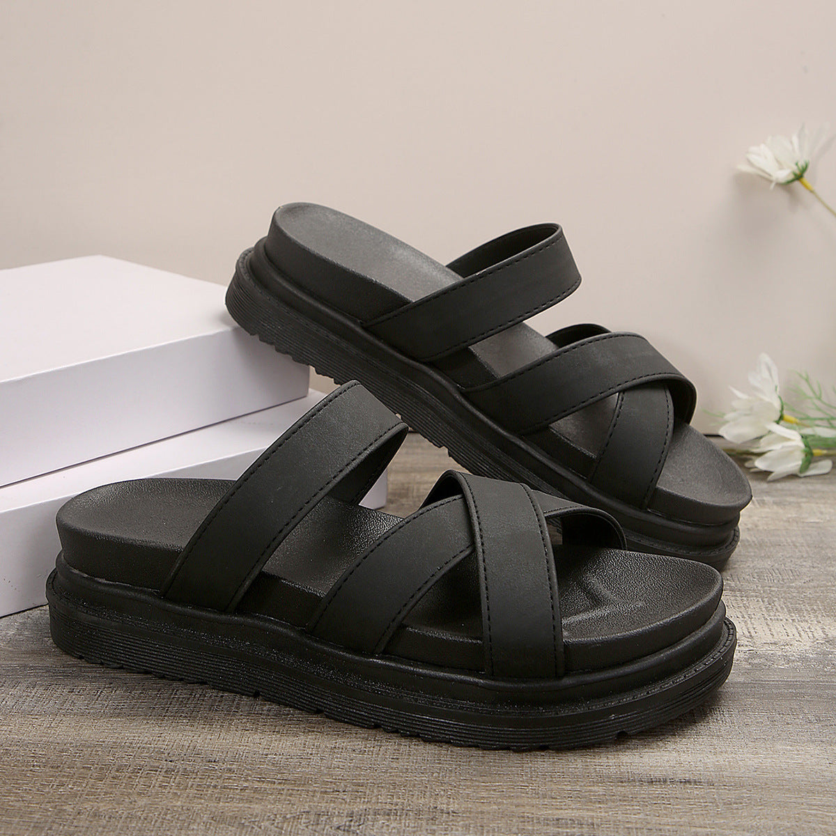 Chic Platform Greta  Cross Sandals