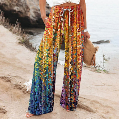 Boho Botanical Greta  Women's Wide-Leg Pants