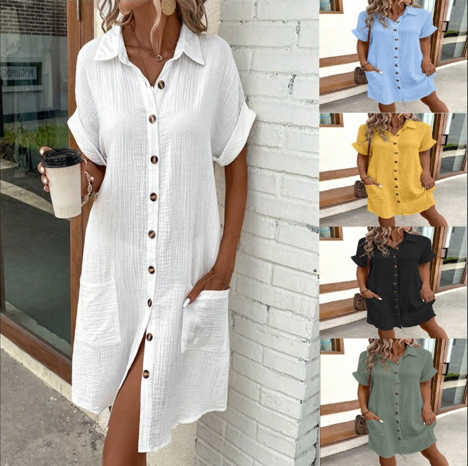 Chic Short Sleeve Shirt Dress by Greta 