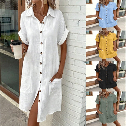 Chic Short Sleeve Shirt Dress by Greta 