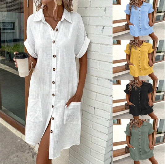 Chic Short Sleeve Shirt Dress by Greta 