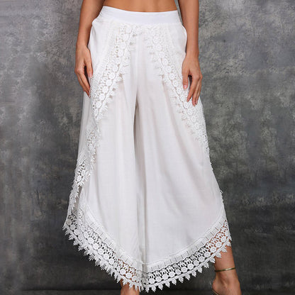Elegant Wide-Leg Lace Pants by Greta 