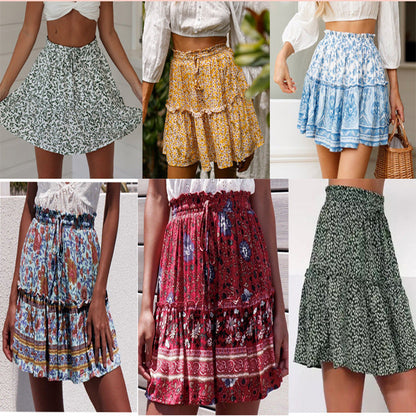 Floral Ruffle High Waist Skirt by Greta 