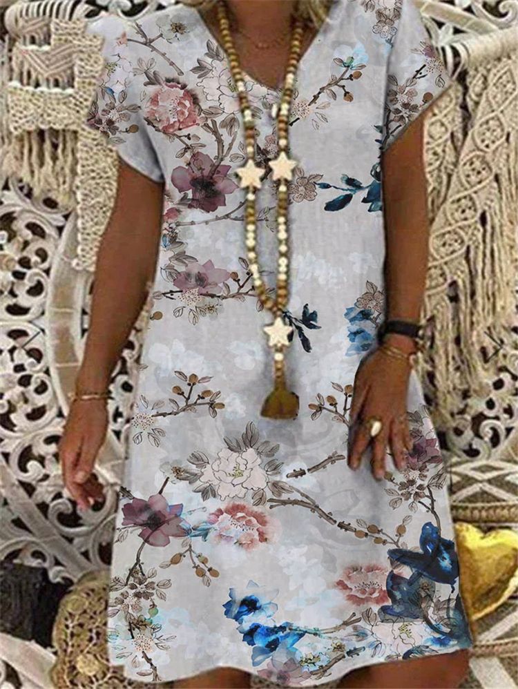 Floral V-Neck Midi Dress by Greta 
