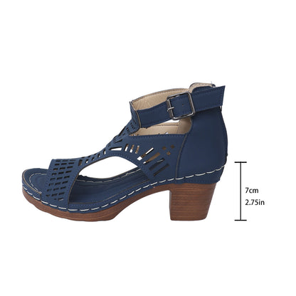 Chic Cutout Greta  Chunky Heel Sandals