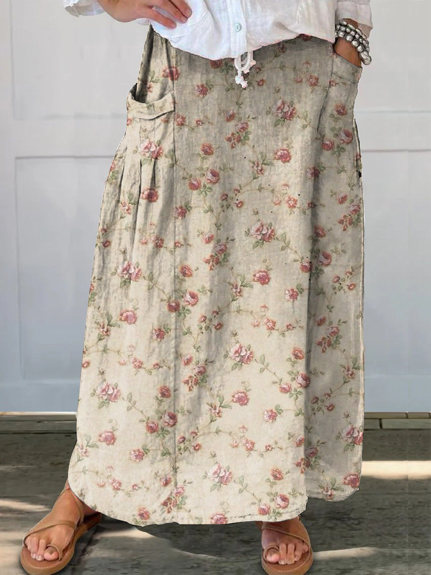 Retro Floral Greta  Everyday Pocket Skirt