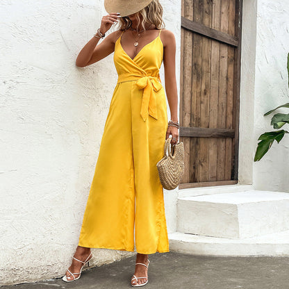 Vibrant Yellow Greta  Self-Tie Jumpsuit