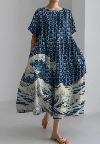 Artful Floral Greta  Summer Midi Dress