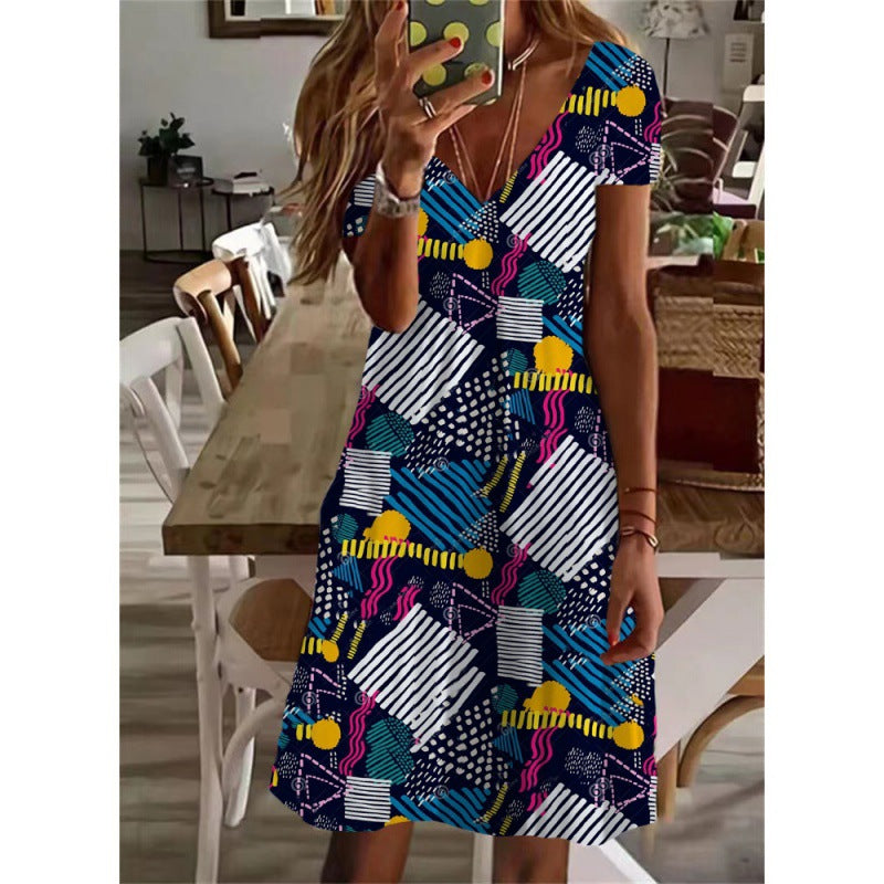 Vibrant V-Neck Summer Dress by Greta 