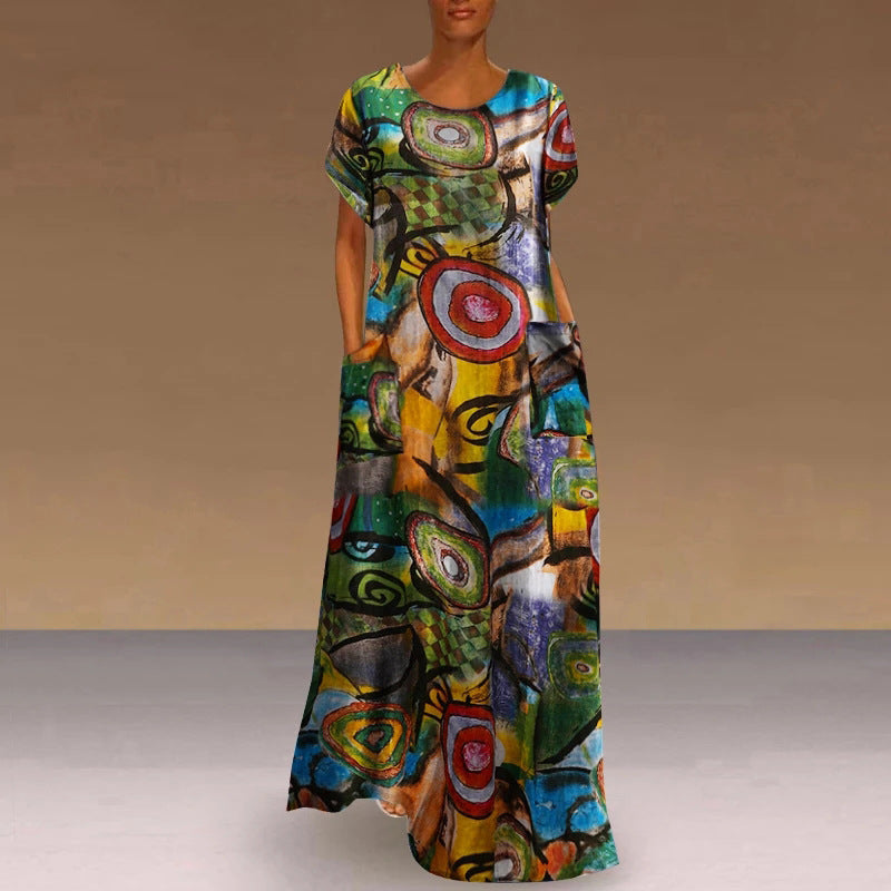 Vibrant Print Greta  Swing Maxi Dress