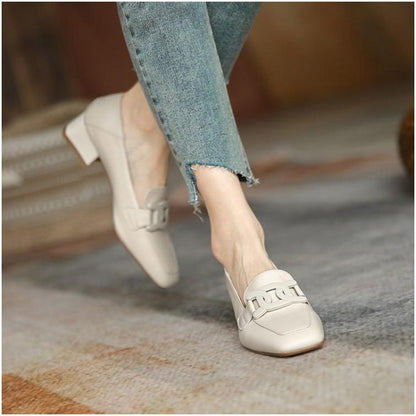 Elegant Greta  Chunky Heel Loafer Pumps