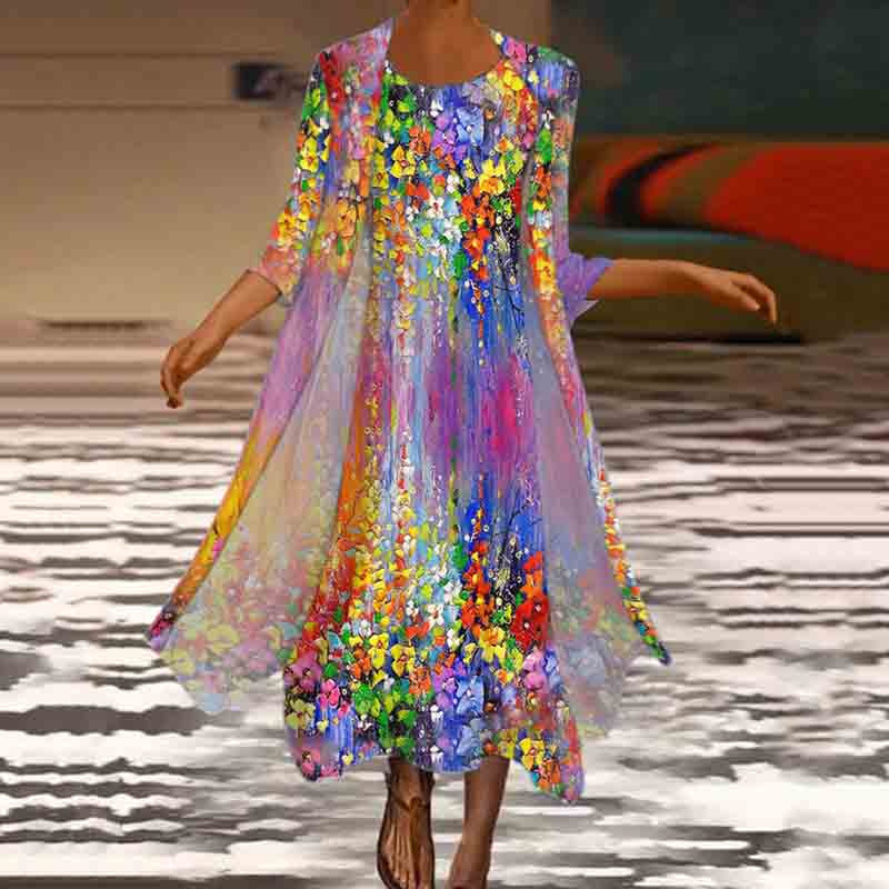 Elegant Floral Greta  Summer Two-Piece Dress