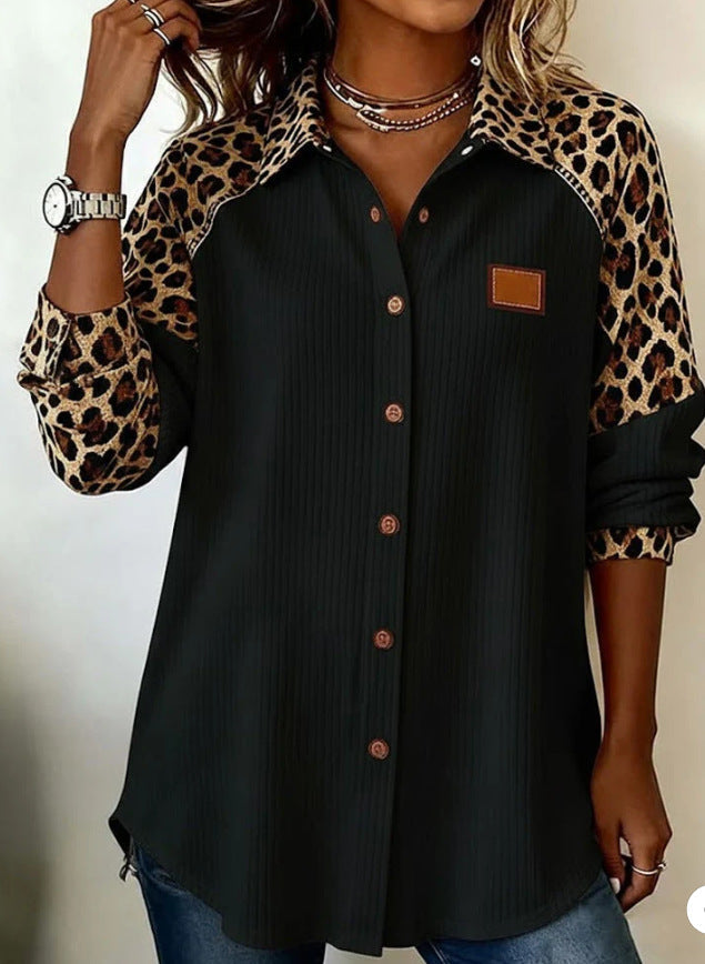 Trendy Printed Lapel Blouse by Greta 