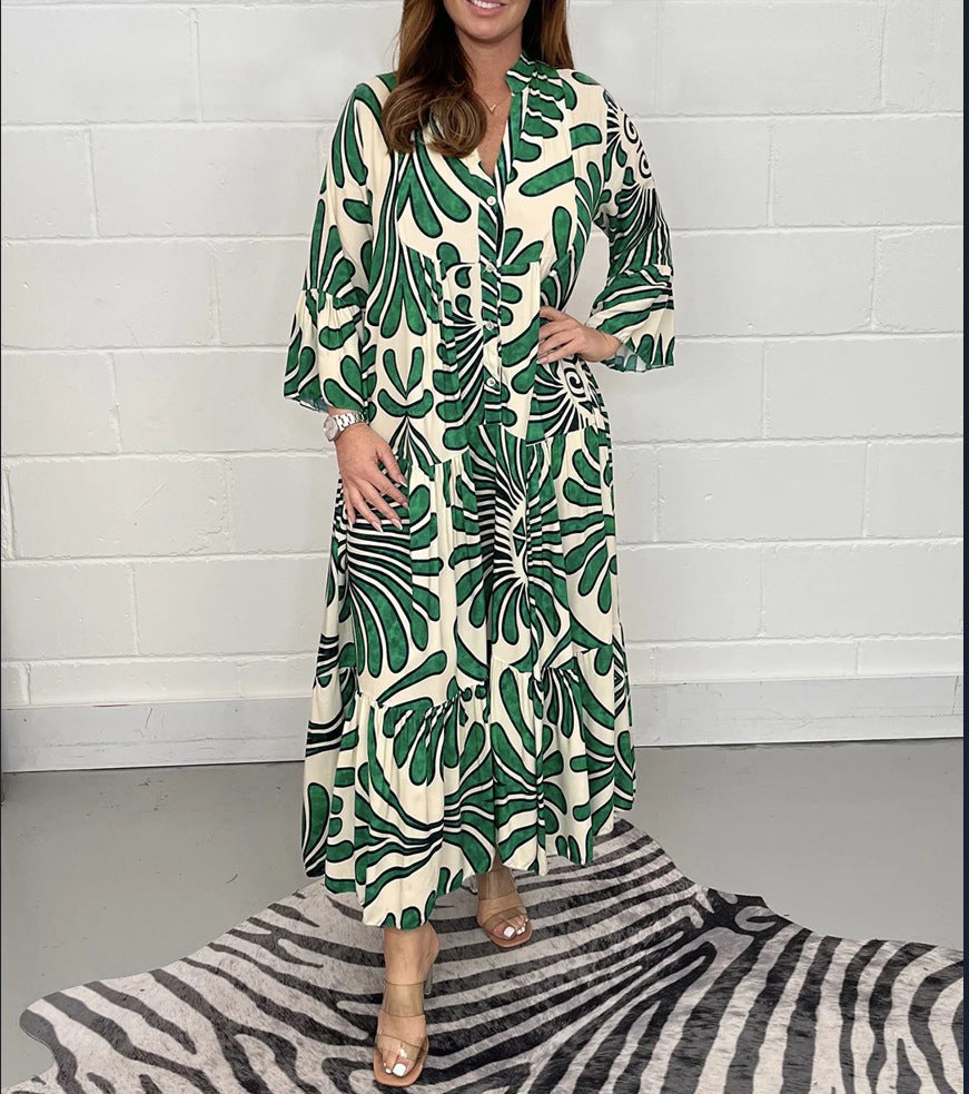 Printed Chiffon A-Line Dress by Greta 