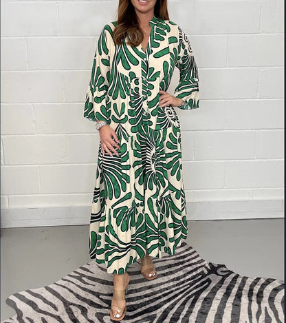 Printed Chiffon A-Line Dress by Greta 