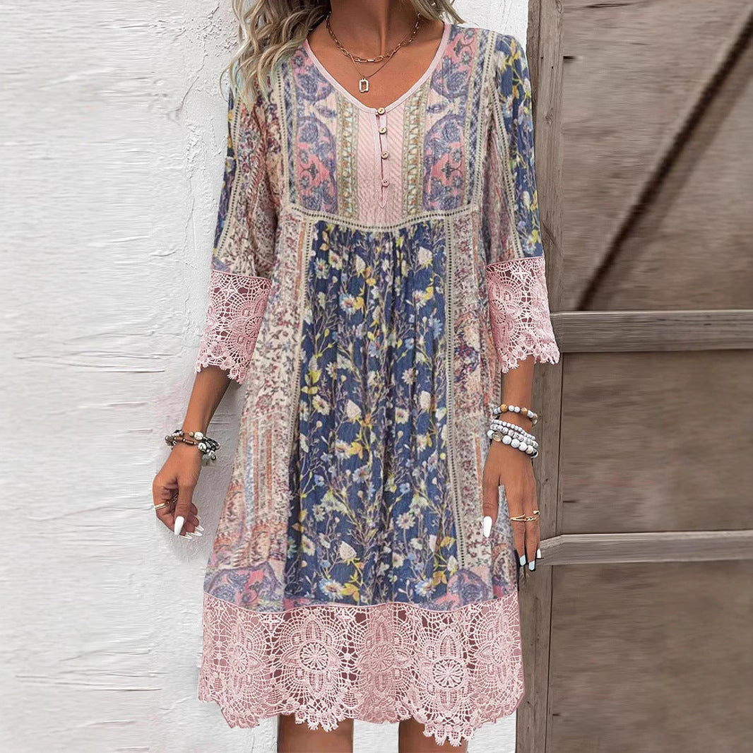 Retro Floral Lace Dress by Greta 