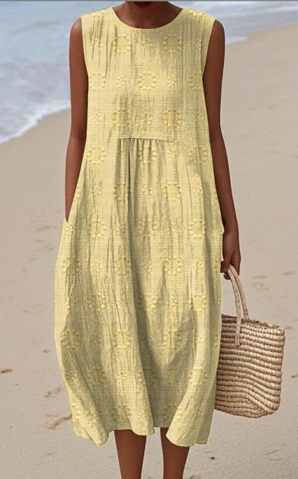 Vibrant Sleeveless Print Dress by Greta 