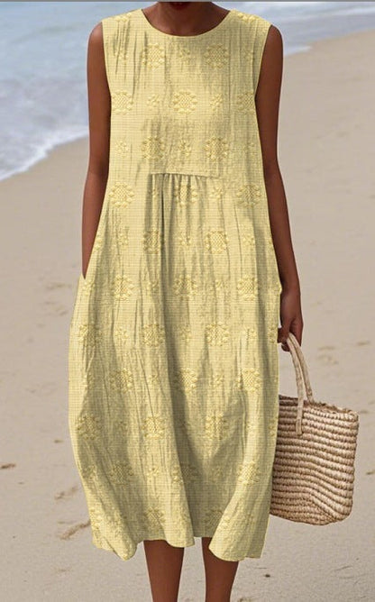 Vibrant Sleeveless Print Dress by Greta 