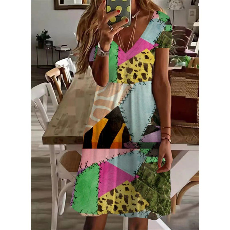 Vibrant V-Neck Summer Dress by Greta 