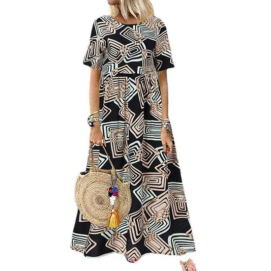 Geometric Summer Maxi Dress by Greta 