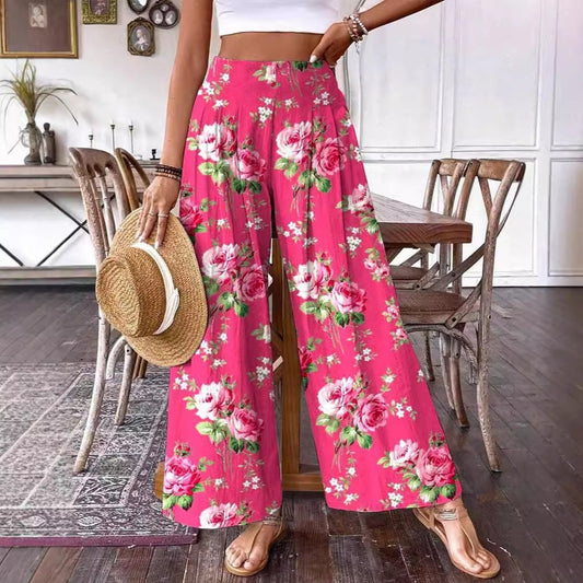 Elegant Floral High-Waisted Pants by Greta 