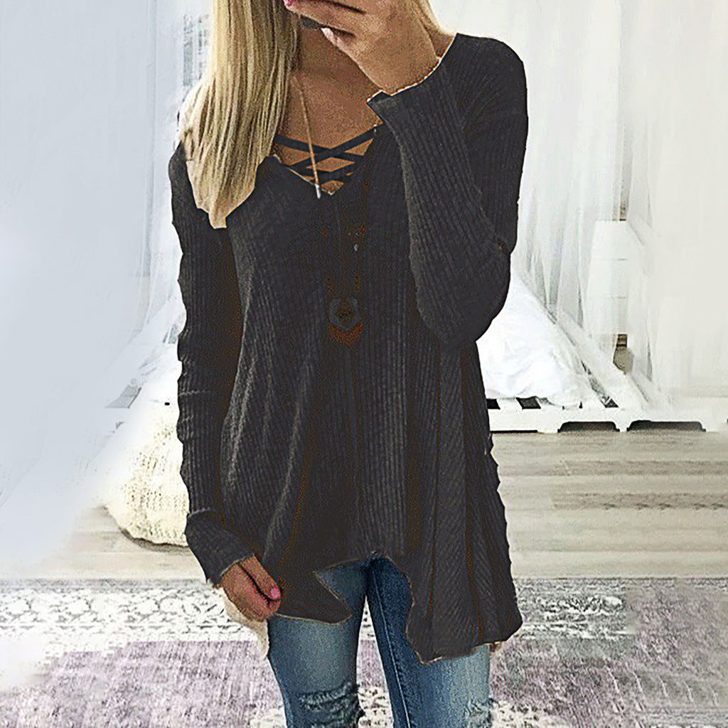 Elegant V-Neck Irregular Blouse by Greta 