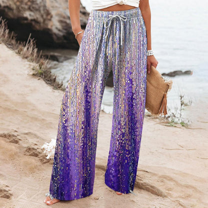 Boho Botanical Greta  Women's Wide-Leg Pants